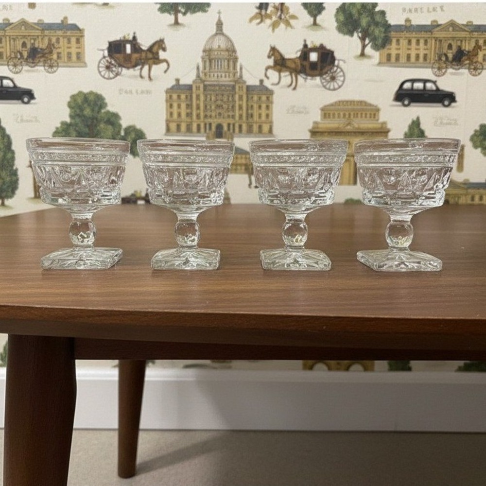 Indiana Glass Park‎ Lane Champagne Glasses, Set of 4, Vintage Sherbet Coupes